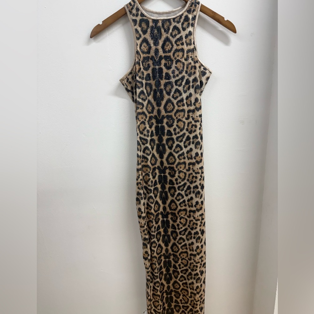 NWT ITMFL Chic Leopard Print Sequined Maxi Dress